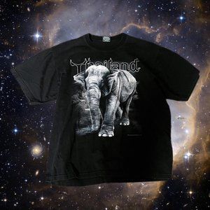 Black Thailand Elephant Men’s Large Vintage Tee